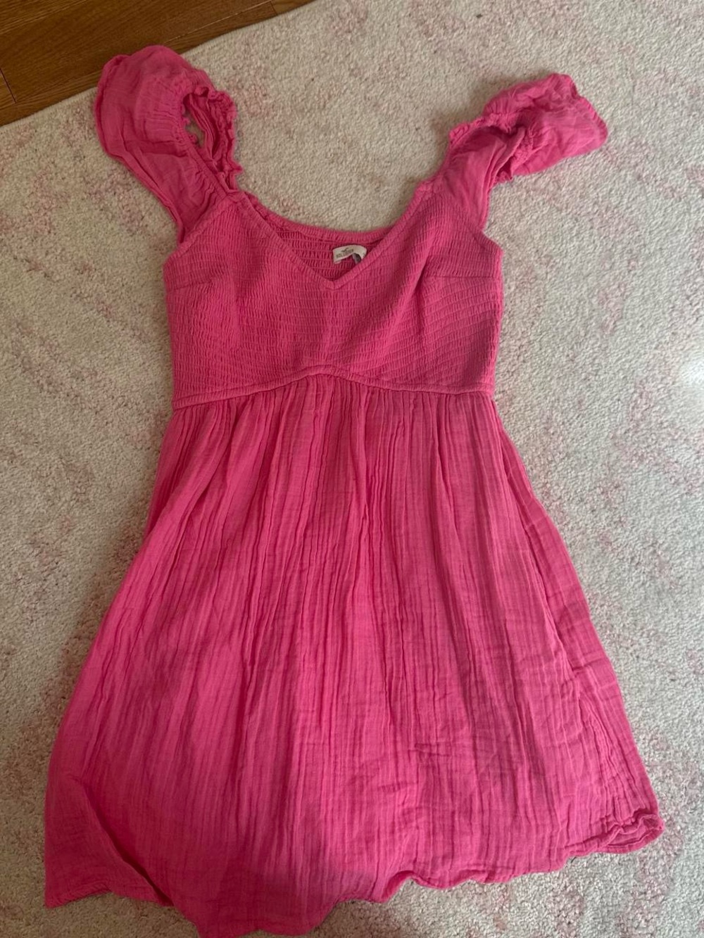Hollister Hot Pink Smocked Bodice Mini Dress